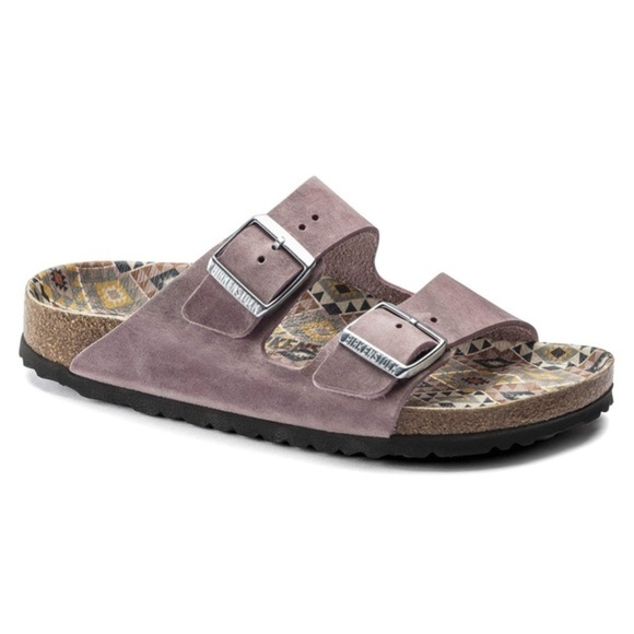 BIRKENSTOCK Arizona Oiled Leather Ethno Lavender Blush Sandals Kids size 24 - Picture 1 of 9